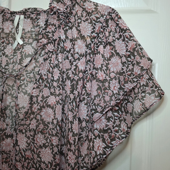 Anthropologie V-Neck Flutter-Sleeve Blouse size XL - Picture 5 of 12